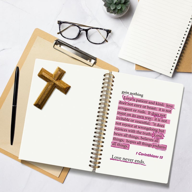 WLIANG Pink Christian Notebook, 1 Corinthians 13 Christian Journal for Women, Scripture Notebook, Bible Journal Notebook, Bible Journaling Notebook, Hardcover Spiral Notebook Journal 5.5x8.3 Inch - Image 5